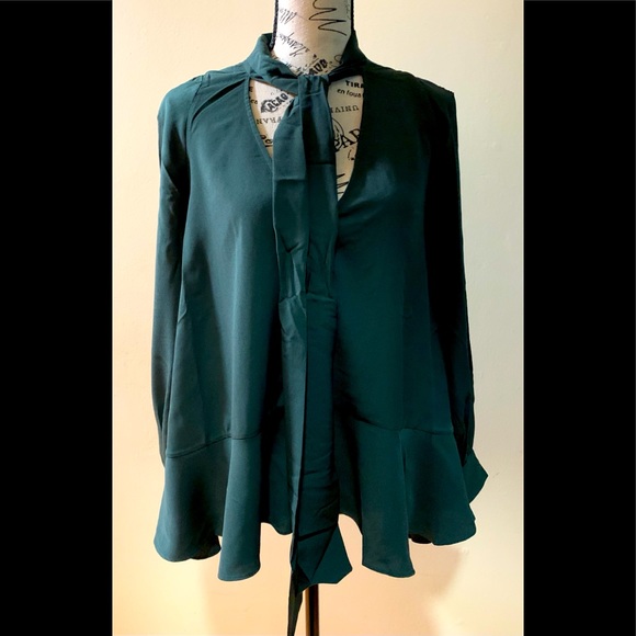 French Connection Hunter Green Blouse - Picture 1 of 7
